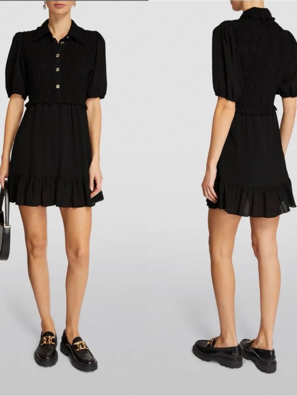 Sandro Smocked Mini Dress Black Size XS